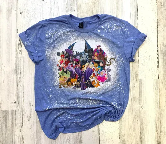 Evil Villians Bleached Shirt, Ursula Cruelle Evil Queen Shirt, Maleficent mickey Villian