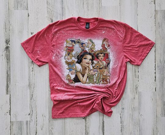 Snow White Polaroid Bleached Shirt, Disney Princess Shirt