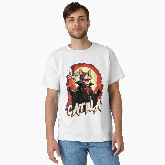 Catula Vampire Cat Halloween T-Shirt – Classic Fit Spooky Apparel