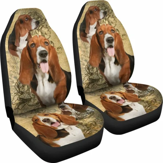 Basset Hound Dog Car Seat Cover Set of 2 Universal Front Seat Covers Protection