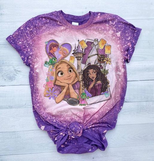 Rapunzel Polaroid Bleached Shirt, Disney Princess Shirt, Bleached Princess Tee