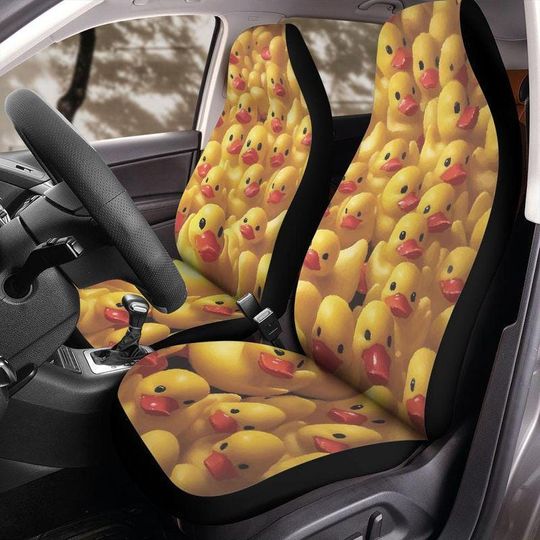 Rubber Duck Seat Covers, Funny Yellow Duck Print Front Seat Protectors for Jeep