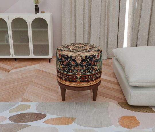 Oriental Design Pouf - Classic Footstool for Reading Corner