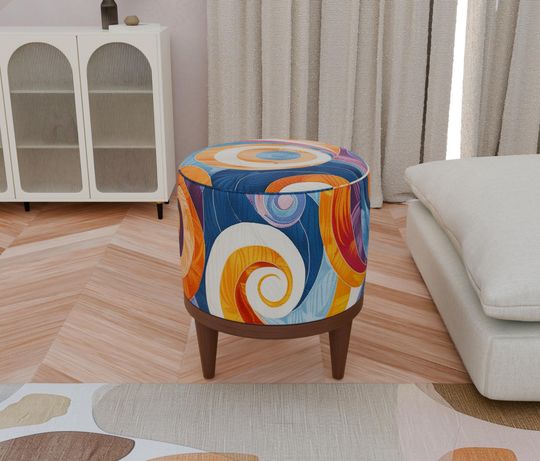 Modern & Cool Indoor Round Pouf - Easy-to-Clean Ottoman