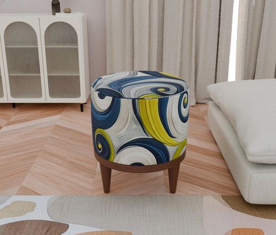Decorative Round Pouf - Modern Entryway Footstool