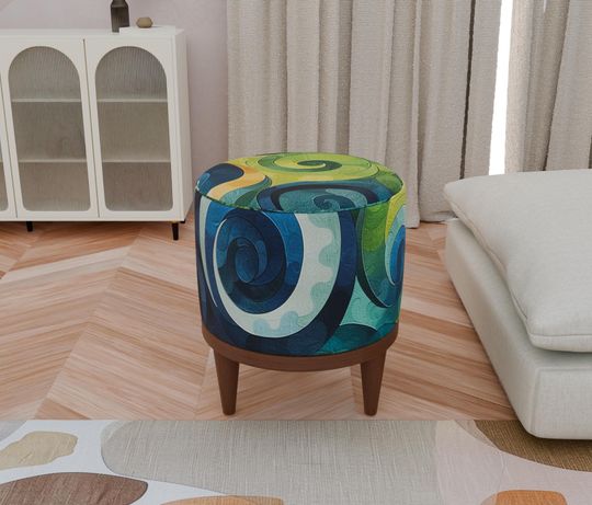 Colorful & Stylish Round Ottoman - Modern Handmade Pouf