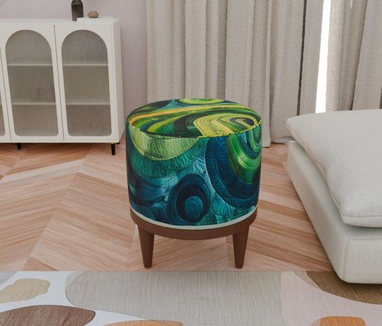 Designer Round Pouf - Modern Ottoman & Cozy Tea Table