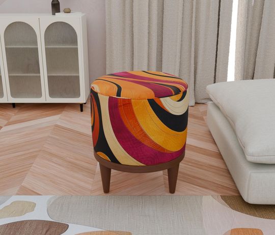 Elegant Decor Round Bench - Modern & Multicolor Ottoman