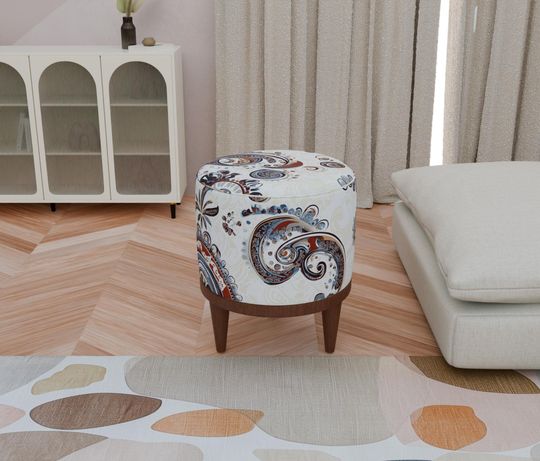 Chic Jute Pouf - Boho Round Entryway Ottoman