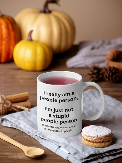Stupid People Rude Coffee Cup, Ceramic Two-tone Stupidity Mug, Coworker Fun Gag Gift