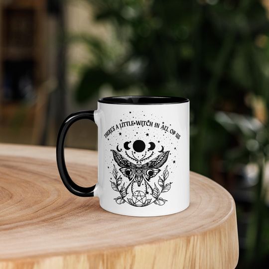 Two-Tone Ceramic Witchy Mug "There's a little witch in all of us, Coffee Tea Mug