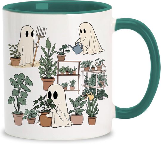 Cute Ghosts Coffee Mug, Ghosts Plant Mug, Spooky Cup Gifts For Plant Lovers