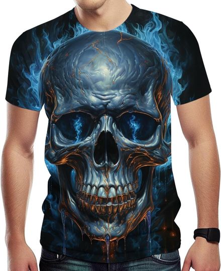 Skull T-Shirts for Men Novelty 3D Print Skeleton Tshirts