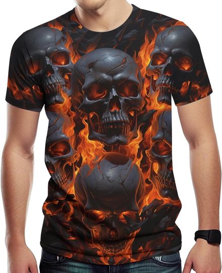 Skull Graphic T-Shirts for Men Novelty 3D Print Skeleton Tee Shirts
