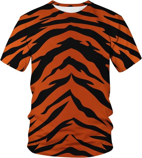 Lurhonp Mens Novelty Tshirt 3D Tiger Print Graphic Funny T-Shirt