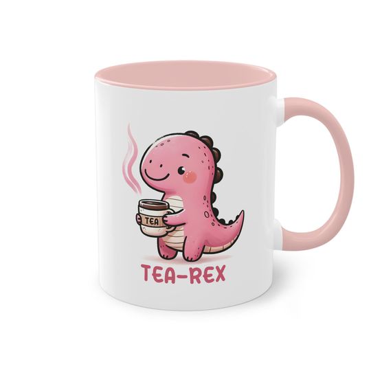Tea-Rex Two-Tone Coffee Mug - Funny Dinosaur Design, Tea Lovers Gift, Quirky Kitchen Decor