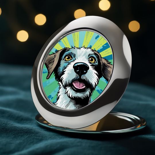 Dog Compact Travel Mirror, Travel Makeup Mirror, Dog Lover Gift