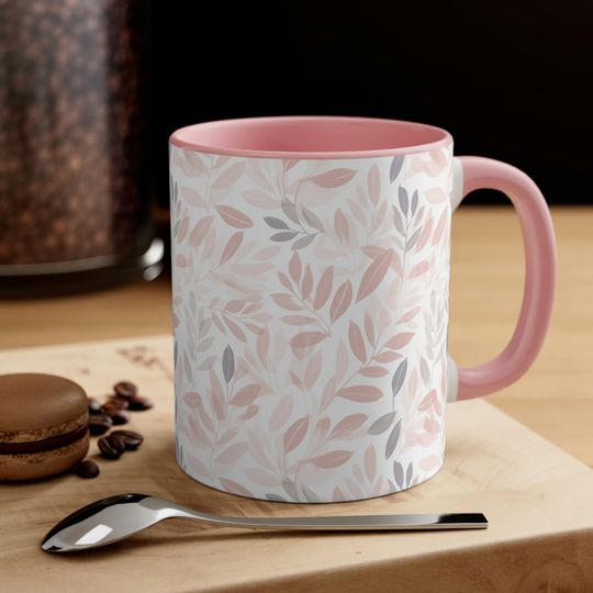 Minimalist Spring Leaves Mug with Eye-Catching Two-Tone Color Contrast