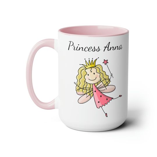 Personalized Two-Tone Princess Coffee Mugs, Custom Gift