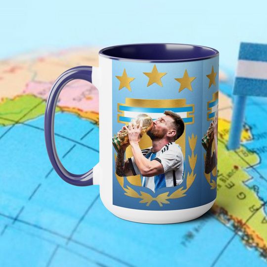 Taza MESSI ARGENTINA campeon world cup- Two-Tone Coffee Mugs