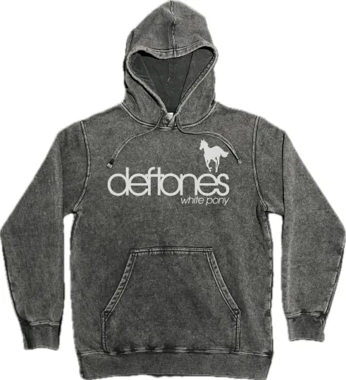 Deftone White Pony Hoodie on Premium Mineral Wash Hooded