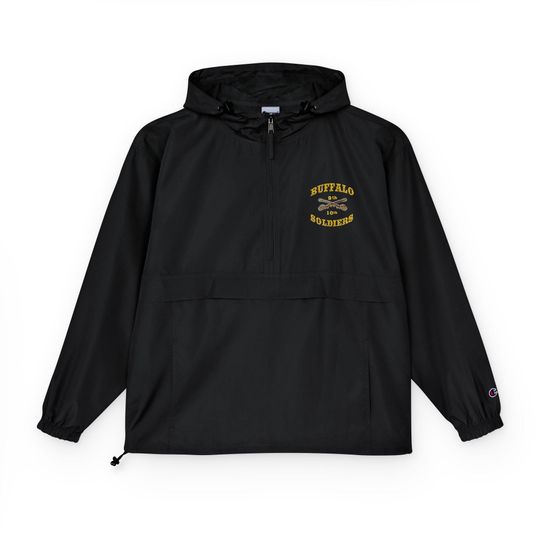 Buffalo Soldiers Champion Packable Anorak Jacket, Lightweight Raincoat, Unisex Outerwear, Sports Jacket, Perfect for Outdoor Activities