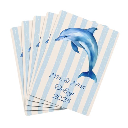 Personalized Dolphin Playing Cards, Customized Beach Seaside Gifts, Birthday Gift