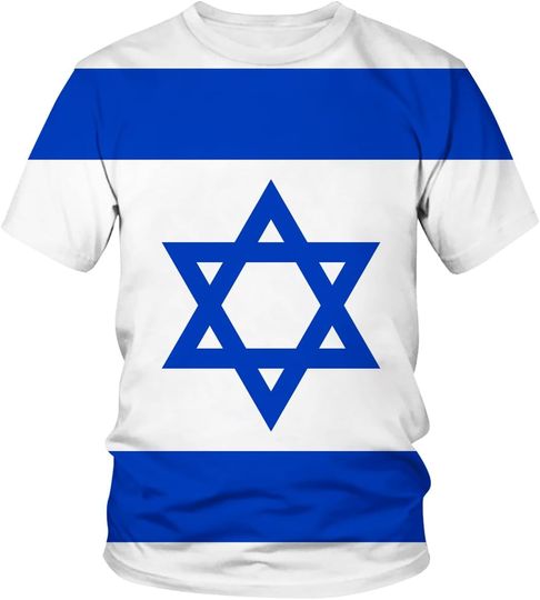 Lurhonp Israel T-Shirt Israeli Flag Crew Neck Short Sleeve Tee Tops