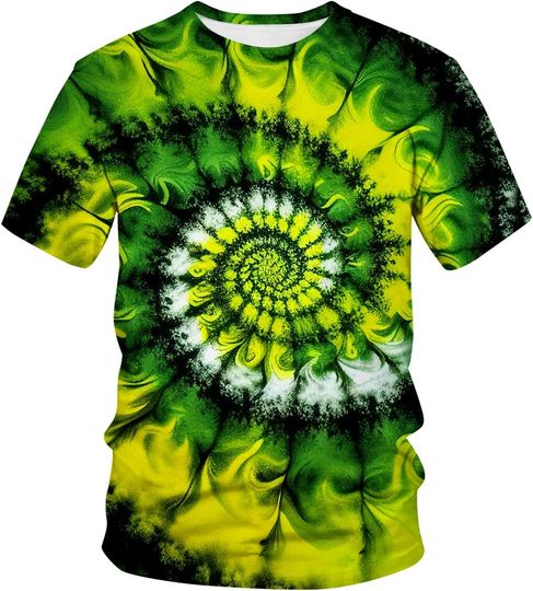 Lurhonp Unisex Tie Dye Crew Neck Short Sleeve T-Shirt