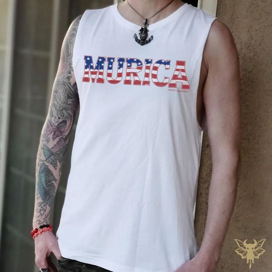 Funny Murica 4th July Tank Top, Red White Blue, Rebel Gift Idea, Summer Casual Shirt, Unisex Holiday Apparel, Concert Festival Wear