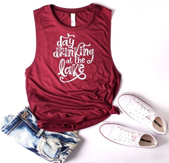 Day Drinking at the Lake Muscle Tank, Lake Life Muscle Tank, Lake Vibes, Lake Day Muscle Tank, Day Drinking Tank