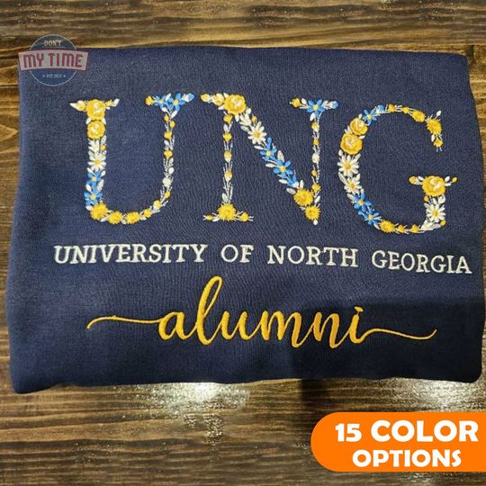 Personalized Floral Letter Embroidered College Sweatshirt, Custom Flower College Crewneck Sweatshirt Embroidery, High School Graduation Gift