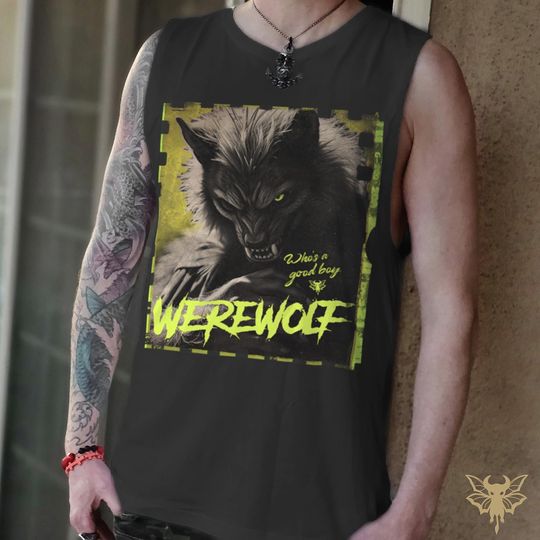 Werewolf Muscle Tank, Beast Design Tank, Alpha Energy Shirt, Gothic Monster Style, Summer Gym Wear, High Detail Print