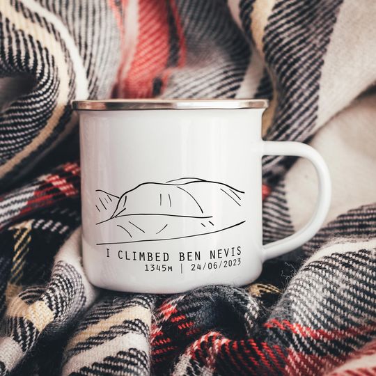 Personalised Ben Nevis Summit Achievement Enamel Camper Mug