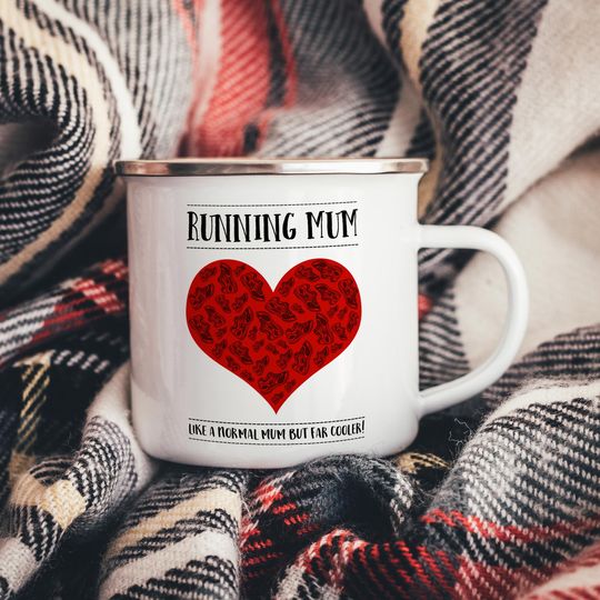 Running Mug Enamel Camper Mug, Like A Normal Mum But Far Cooler, Mother's Day Running Gift