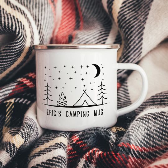 Personalised Camping Enamel Mug, Camp Mug