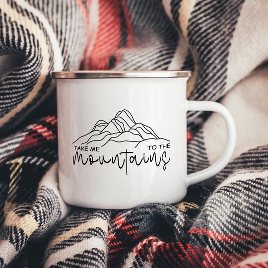 Take Me To The Mountains Enamel Camper Mug, Backpacking Mug, Adventure Mug