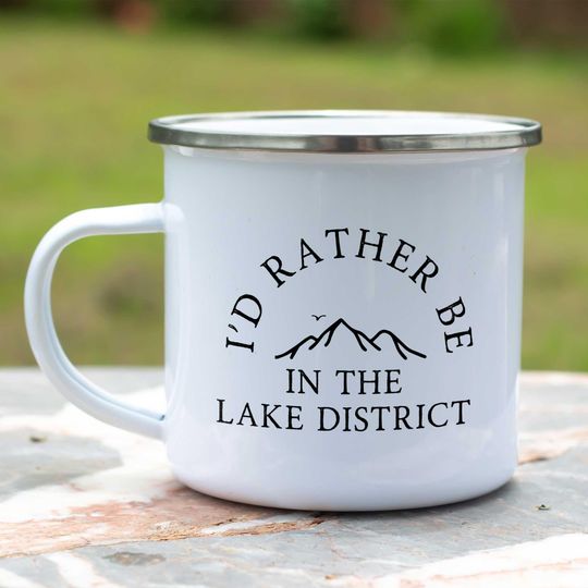 I'd Rather Be In The Lake District Enamel Camping Mug, Lake District Gifts, The Lakes Camping Mug, Camping Mugs