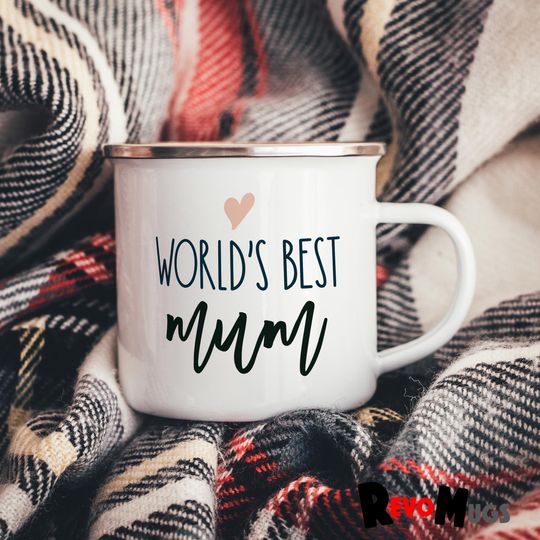 World's Best Mum Enamel Camper Mug, Campervan Mug, Camping Mug For Mum