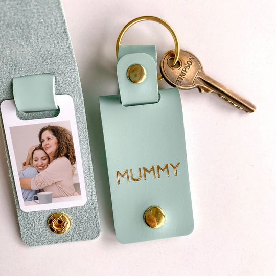 Personalised Mummy Photo Keyring / Vegan Leather Photo Keychain / Mother's Day gift