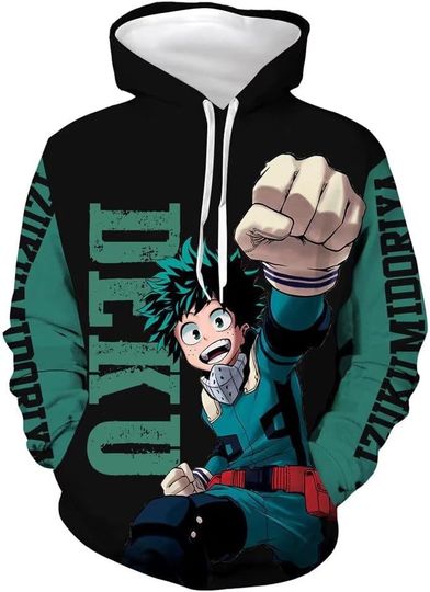 CHLOBLOM Adult Deku Hoodies Cosplay Costume Shoto Novelty Pullover Sweatshirt
