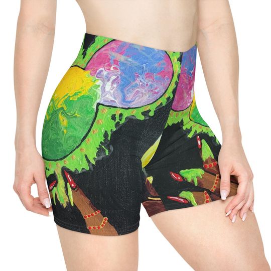 Mickey's Wicked Fantasy (Disney Inspired) Women's Shorts, Artistic Workout Shorts, Trendy Athletic Bottoms, Unique Exercise Shorts