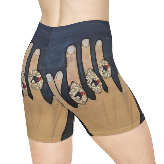 7 Rings (Tom Brady Inspired) Women's Shorts, Hand-Decorated Cycling Shorts, Boho Activewear, Unique Athleisure, Gifts for Her