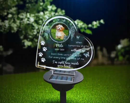 Pet Memorial Custom Photo Night Light, Pet Memorial Garden Sign, Memorial Dogs Photo, Memorial Photo Solar Lights, Dog Loss Pet Memory Gift