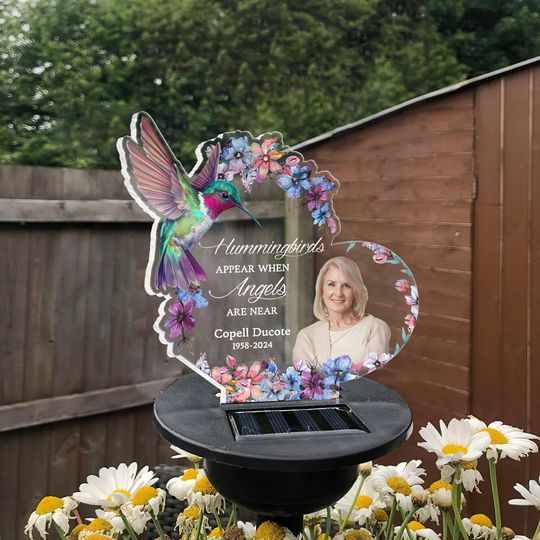 Hummingbirds Appear When Angels Are Near - Personalized Solar Light, Memorial Gift, In Loving Gift, Solar Power Memorial Garden