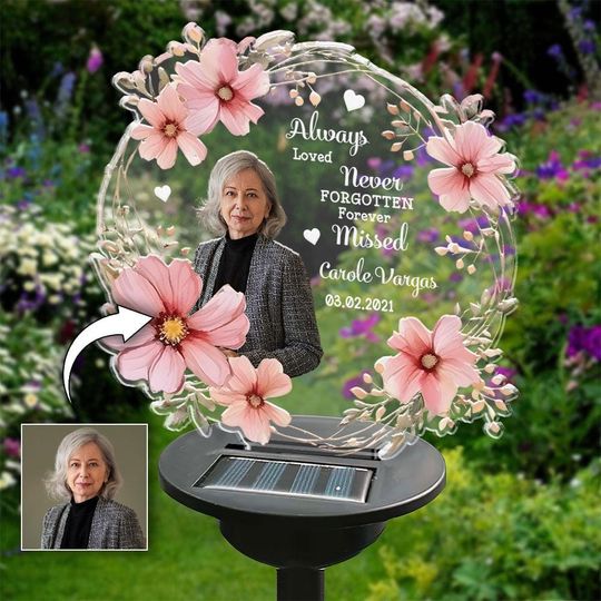 Always Loved Never Forgotten Solar Light, Personalized Garden Solar Light, Loss Mom Loss Dad Gift, In Loving Memory, Memorial Gift