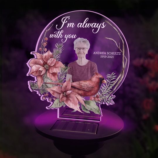 I Am Always With You - Personalized Solar Light, Memorial Gift, In Loving Gift, Solar Power Memorial Garden Grave Light, Remembrance