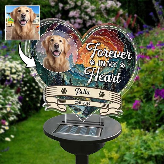 Custom Photo I Am Forever In Your Heart Solar Light, Memorial Personalized Custom Garden Solar Light, Sympathy Gift For Pet Owners, Lovers