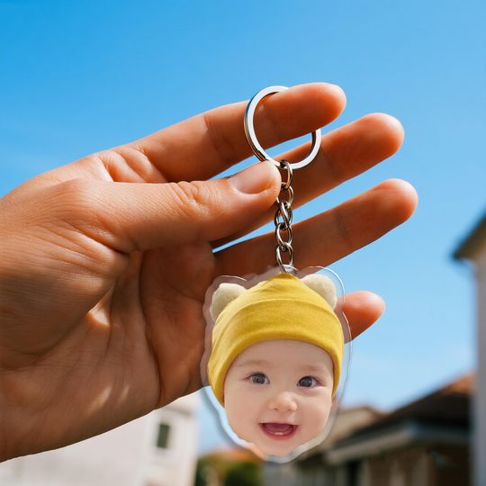 Custom Face Transparent Keychain, Photo Keychain Gift, Funny Gift Idea