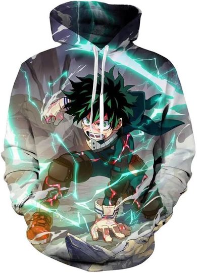 CHLOBLOM Adult Deku Hoodies Cosplay Costume Shoto Novelty Pullover Sweatshirt